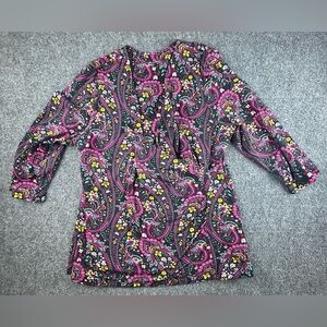 Soft Surroundings Paisley 3/4 Sleeve Blouse Size 1X